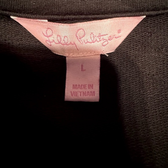 EUC Lilly Pulitzer ONYX Skipper Popover, beautiful black! LARGE, Lace Sleeves - Picture 10 of 11